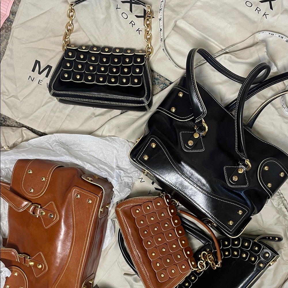 Leather Maxx New York Black and Gold chain Studded Shoulder Bag - Picture 17 of 17